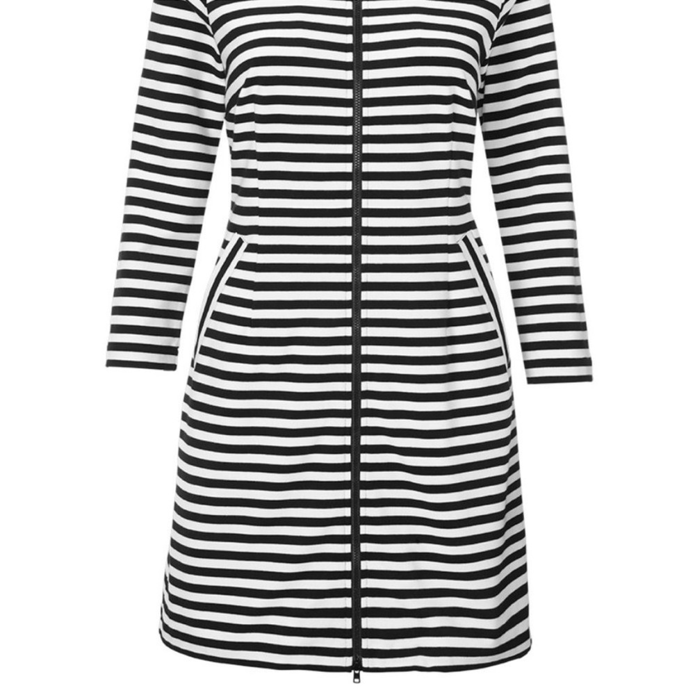 CAbi Byline Jacket Black and White Striped Long Sleeve Jacket